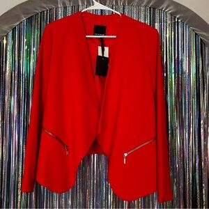 NWT Red Zipper Blazer